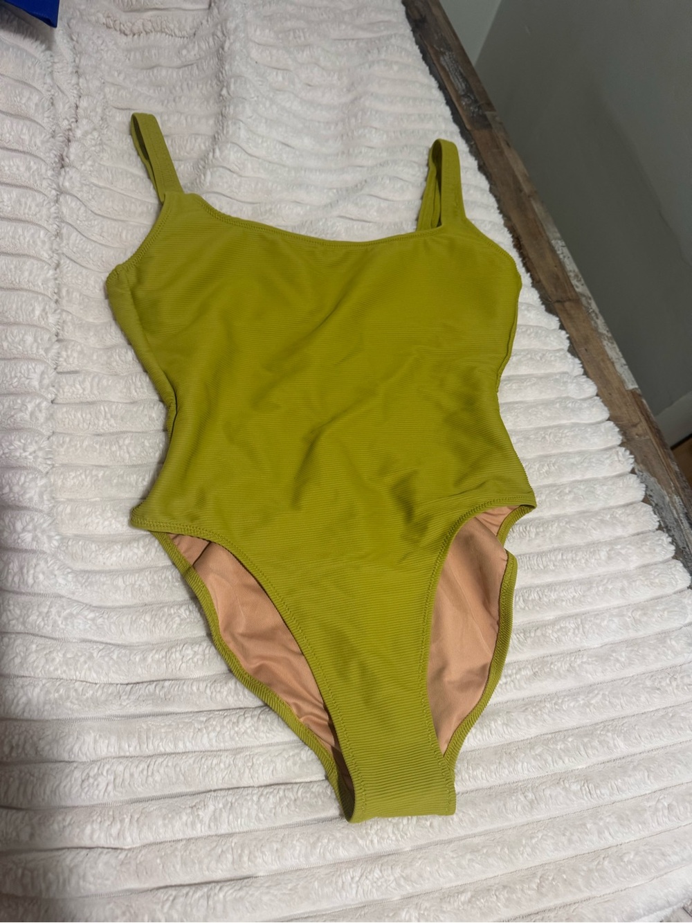 Girls Olive Green One-Piece Swimsuit with Slim Straps